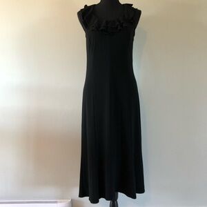 Women’s Vintage Huis Clos Black Sleeveless Ruffled neckline Maxi Dress size S